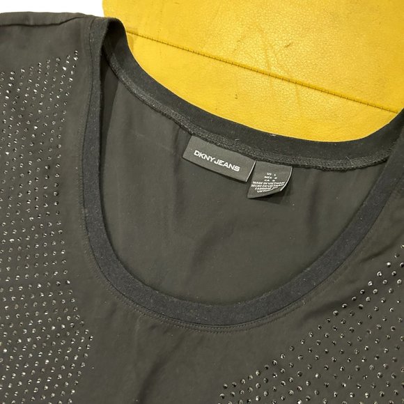 DKNY Jeans Black Sleeveless Beaded Tunic Size L - Picture 6 of 6